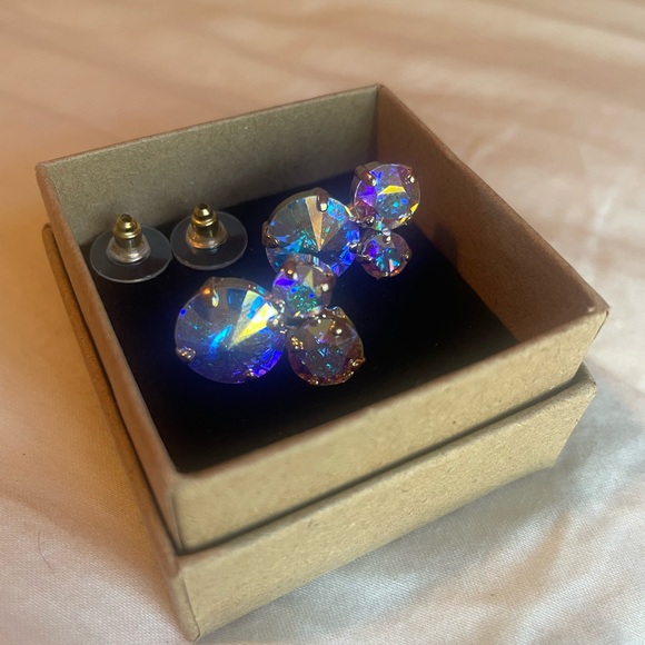 Iridescent AB Swarovski Stud Earrings - Picture 1 of 3